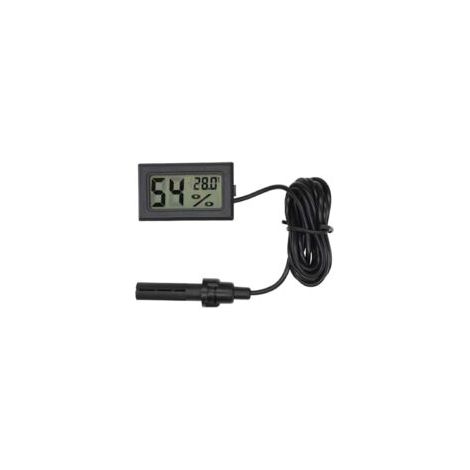 Termometro e igrometro digitale con mini sonda integrata, indicatore di umidità e temperatura per incubatrici per rettili, acquari, pollame, ufficio, soggiorno, nero, 4,8 x 2,8 x 1,5 cm - Crezuo