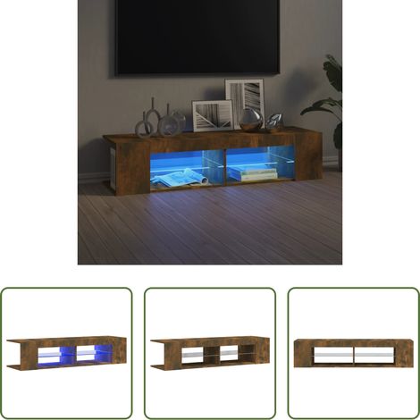 LED-Leuchten - TV-Schrank mit LED-Leuchten Räuchereiche 135x39x30 cm (1/5)