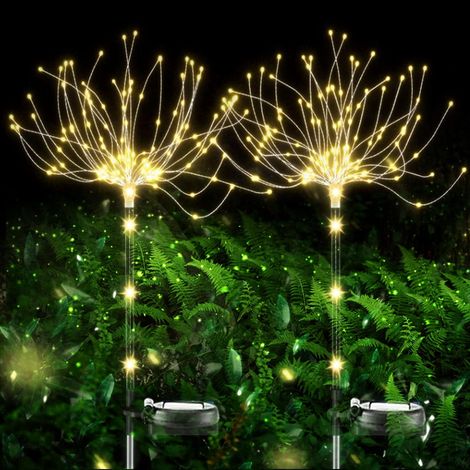Solar Garden Lights Outdoor, IP65 Waterproof Solar Fireworks Lights, Outdoor Decorative Lighting for Yard, Patio, Lawn, Party, Balcony, Mother's Day (2pcs 120 LED/Warm White) (1/5)