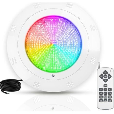 36W LED Piscine PAR56 Étanche IP68 Lampe Piscine RGB LED Submersible Lumière 12V DC/AC Projecteur de Pisciner Angle de faisceau 120° avec Télécommande 5 couleurs réglables 12