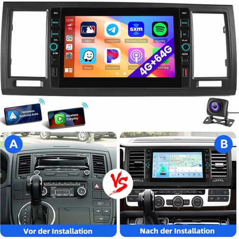 Android 15 Autoradio GPS Carplay Pour VW T6 Transporter Multivan 2016-2021 4+64G CAM