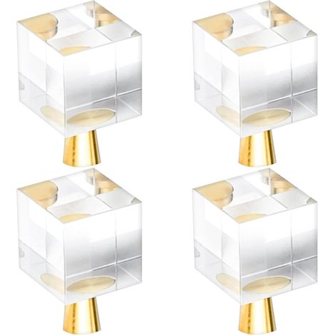 4 Pcs Boutons de Tiroir en Cristal(20x35mm), Poignée de porte carrée en verre avec vis pour vanité de tiroir de placard