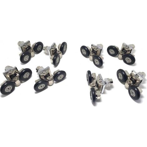 Lot de 8 roulettes pour porte de douche simple/glissières/roues/poulies Diamètre 25 mm Pièces de rechange en alliage de zinc (1/4)