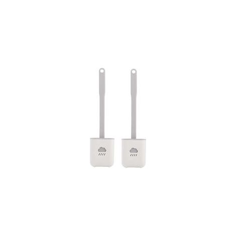 2pcs Brosse WC, Plaque Brosse De Toilettes en Silicone AntibactéRienne Kit Brosse WC Et Support, SéChage Rapide Brosse WC Silico (1/5)