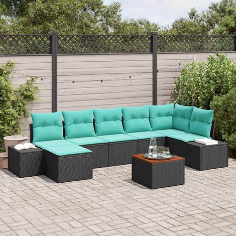 Teenpull – Gartensofa-set 8 Stk. Schwarz Poly-Rattan (1/5)