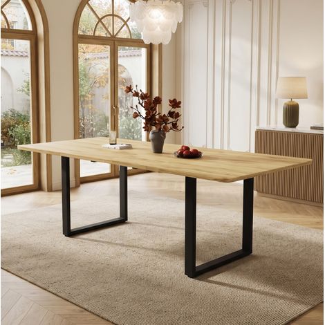 Table à manger extensible 140/180/220 x 80 cm, 6-10 personnes, MDF, naturel, REDOM (1/5)