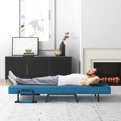 Fauteuil Convertible Lit 1 Place Salon 4-en-1 Dossier Réglable Bleu CW72445 (1/2)