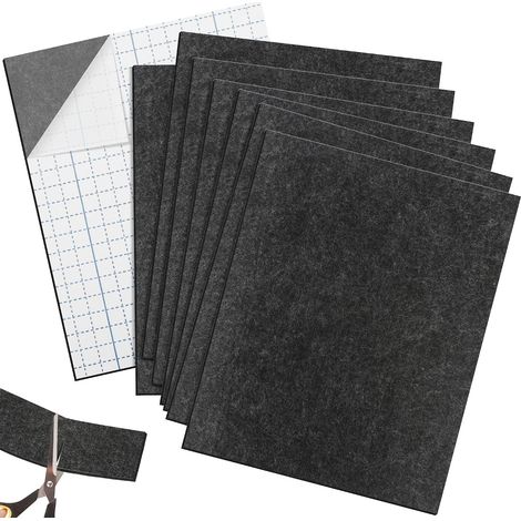Lot de 8 Feutrine Autocollante - 5 mm Patins Antidérapants pour Meubles et Chaises - 20 x 16 cm avec Quadrillage pour Découpe Personnalisée - Protection Sols Gris Foncé (1/5)