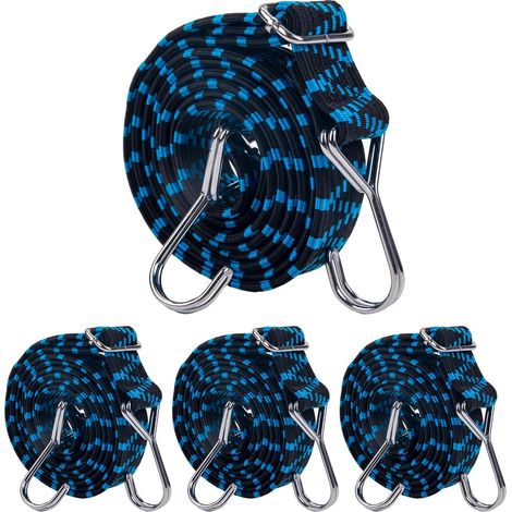 Sangle élastique réglable avec crochets (4 pièces, 2 m, bleu) (1/5)