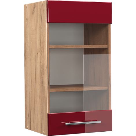 Küchenglasschrank Fame-Line, Bordeaux Hochglanz, 40 cm, Vicco