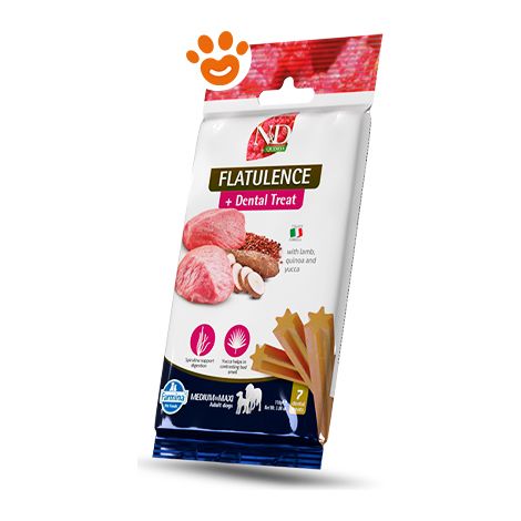 Farmina Dog Snack Dental Treat N&D Quinoa Flatulence Agnello Medium/Maxi - Confezione 100 Gr - Snack