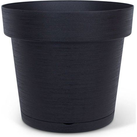 Blumentopf mit rundem Reservoir - GARDEN ID - Glamour - Ø 50 - 47 L - H 43cm - Schwarz/Anthrazit