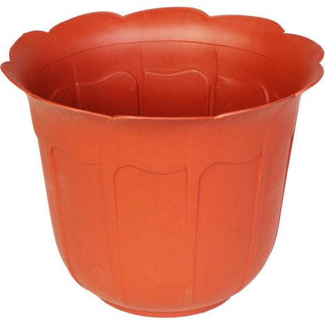 Blumenförmiger Gartentopf 18 cm – Ziegelrot (1/3)