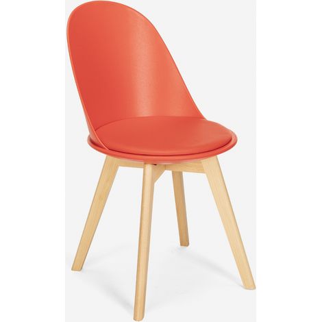 Sedia design scandinavo legno cuscino cucina sala da pranzo Bib Nordica - Rosso