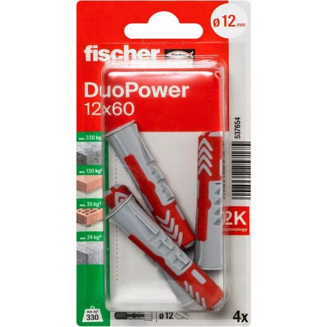 FISCHER 537654 Universaldübel DuoPower 12 x 60, 4 Stk