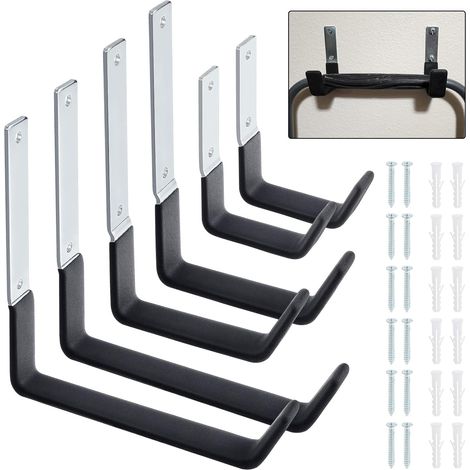 [JAMAIS UTILISÉ]Lot de 6 crochets d'échelle de garage, de rangement utilitaire, montage mural, crochet de suspension pour vélo, échelle, chaises pliantes et objets encombrants (6)