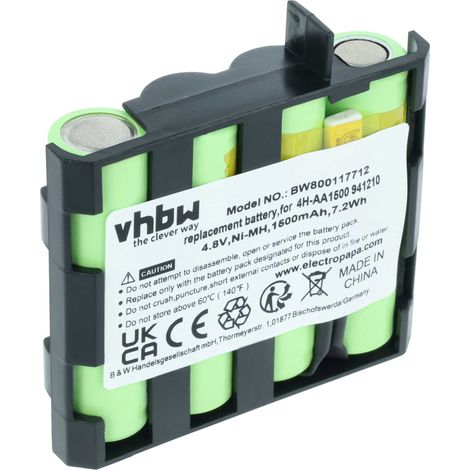 vhbw NiMH Akku 1500mAh (4.8V) kompatibel mit Medizintechnik Ersatz für Muskelstimulator Compex Fit 1.0, Fit 3.0, Full Fitness, FullFitness, Mi, Mi-Fitness