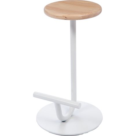 Amadeus - Tabouret de bar rond en bois blanc assise 65 cm Diani (1/4)