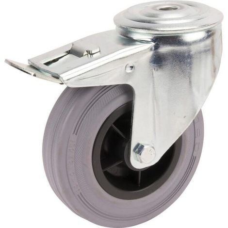Roulettes pivotantes à bandage en caoutchouc noir TENTE 3477PIR125P3013 (1/2)