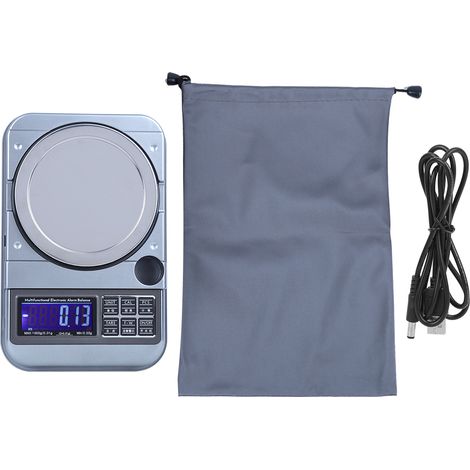 Balance électronique de bijouterie 1000g/0.01g avec alarme quantitative, portable et rechargeable (1/5)