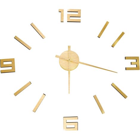 Horloge murale 3D Design moderne Doré 100 cm XXL