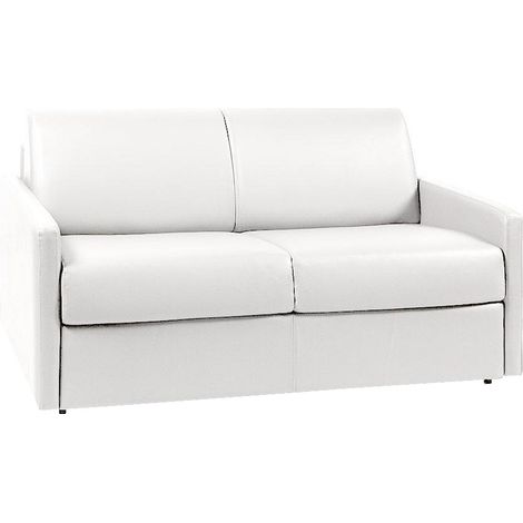 Divano letto 2 posti a ribalta in similpelle Bianco - Larghezza Materasso 120 cm - Spessore 14 cm - CALIFE