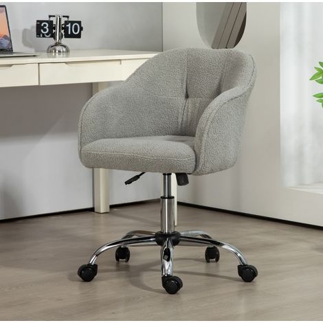 Sedia da ufficio 56x61x76-86 cm grigia in poliestere con altezza regolabile e ruote girevoli (1/5)