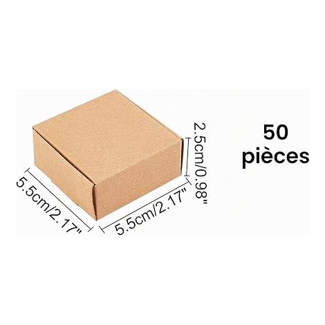 Small Cardboard Boxes, Kraft Paper Gift Boxes, Christmas Gift Boxes for Parties, Weddings, Birthdays, 5.5 x 5.5 x 2.5 cm (1/4)