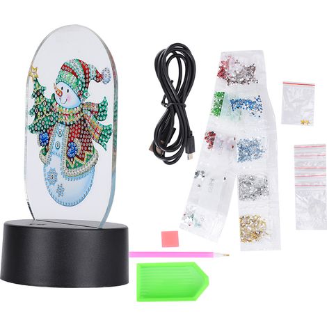 Veilleuse LED tactile intelligente à brancher, 3Dusb rechargeable, décoration de Noël créative à peindre au diamant à faire soi-même