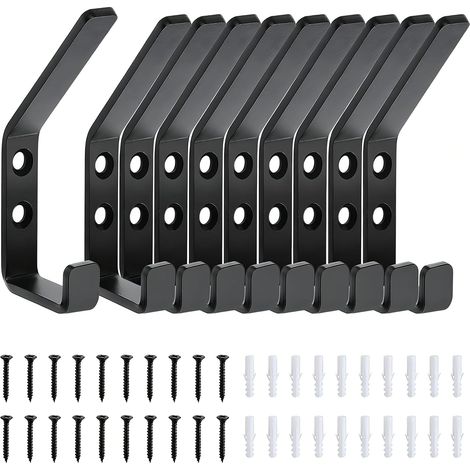 Crochet pour Panneau Acoustique Bois, Lot de 6 Patères Doubles à Visser entre les Lattes (12–15 mm), Accessoire pour Panneau Acoustique Décoratif pour Vestes (1/5)