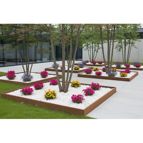 Bordura recta de Acero Corten - 100 cm - 10 cm - Redondeado