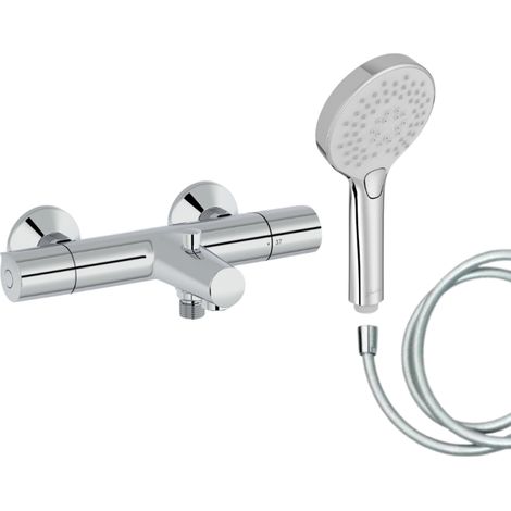 Mitigeur baignoire JACOB DELAFON Simone + pommeau de douche Metro + flexible de douche lisse (1/5)