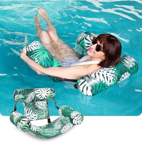 Chaises flottantes Sloosh pour adultes, tapis flottants, plantes, hamac, chaises gonflables, radeaux pour fête, plaisir aquatique estival à la plage (1/4)