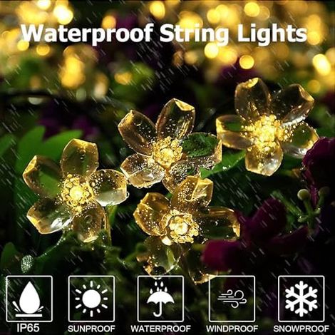 A.bigwhale Solar-Lichterkette Blume – 40 LED, 8 Modi, 8 M, IP65 Wasserdicht, Warmweiß, Für Garten, Balkon & Terrasse