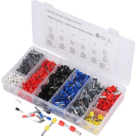 Connecteur électrique 1800 pièces, 8 types de bornes à sertir réglables, kit de cosse à sertir pour voiture et maison (1/5)