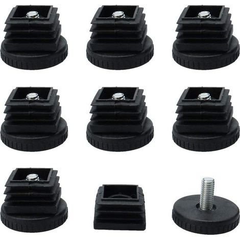 pièces Pieds de Meubles Réglables Nivellement Patin Base Jambe Pied de table Chaise Ajustables Protection Sol 40 x 40mm Carré Tube Insert Glisse (1/4)
