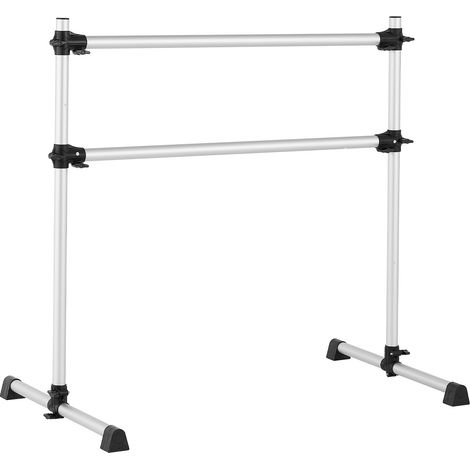 Barre de danse double en aluminium, autonome et portable, hauteur réglable pour studio, pilates et équilibre. (1/5)