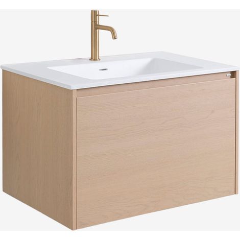 Conjunto di mobile bagno sospeso 80x50 cm in legno con lavabo integrato Jacob SKLUM            
