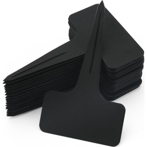 Pflanzenetiketten, Pflanzwerkzeuge, 120 Stück Pflanzenetiketten, wasserfeste Gartenetiketten, T-förmige Kunststoff-Setzlingsetiketten 6 x 10 cm (Schwarz) (1/5)
