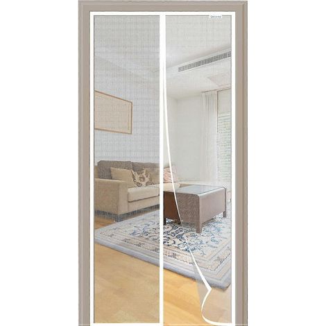 Moustiquaire pour fenêtre et porte 120 x 220 cm, derniers modèles 2023, rideau anti-moustiques, installation sans perçage - Blanc (1/5)
