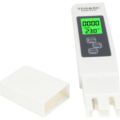 [Testeur de Qualité d'Eau] [ProSensor] [AQS-2024] Penne Multifonction TDS/EC/Température pour Aquarium et Eau Potable, Écran LCD Rétroéclairé, Sondes Alliage Haute Précision avec SAC (1/4)