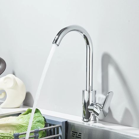 Robinet de cuisine chromé A, mitigeur thermostatique en acier inoxydable à poignée unique, montage sur plage, pour évier de cuisine. (1/5)
