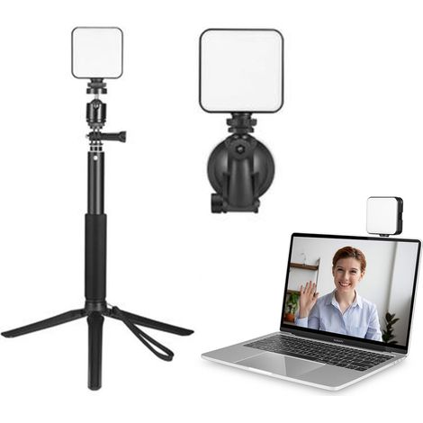 Lampe d'éclairage pour visioconférence, éclairage Zoom pour visioconférence sur ordinateur avec ventouse et trépied, lampe pour ordinateur portable MacBook pour le télétravail/le streaming en direct (1/5)