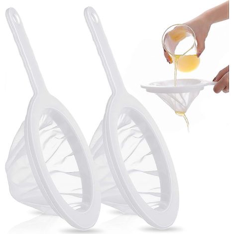 Lot de 2 passoires à mailles fines, petites passoires de cuisine en nylon ultra-fin avec poignée, 200 mailles.