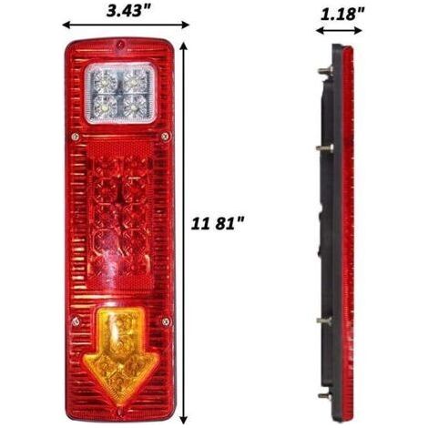 NALOOKAMIC 2pcs 12V feu arrière de remorque de Camion 19 LED feu Stop étanche Clignotants inversés Feux arrière Feux de Licence pour Camping-Car remorque camionnette motoneige