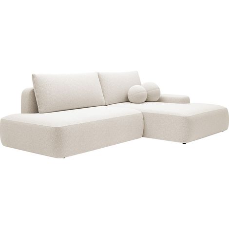 Divano letto angolo a destra aperto in Tessuto testurizzato Beige - DAVISO (1/4)