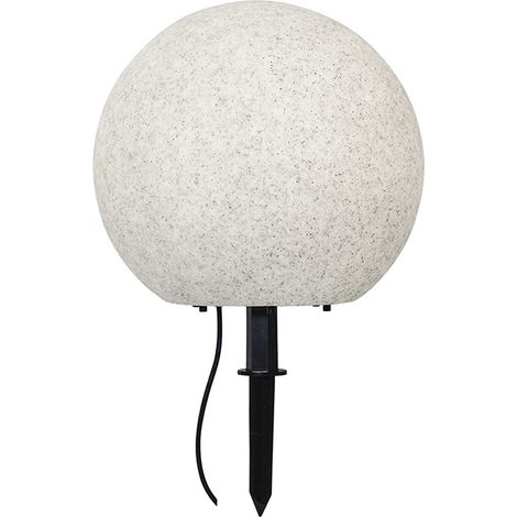 Star Trading Décoration extérieure Stone, lampe de chemin, boule, gris, extérieur, 40 cm, E27, IP65