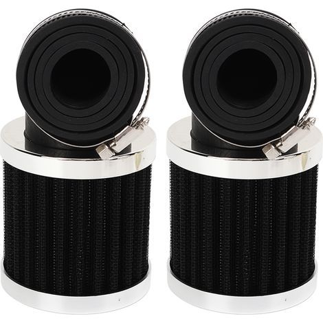 Tbest Motorcycle Air Filter, 90 Degree Angled Intake Cleaner, Universal Fit for 28mm and 48mm Carburetor Nozzle, Moped, Scooter, ATV, Dirt Bike, Set (Silver Black).