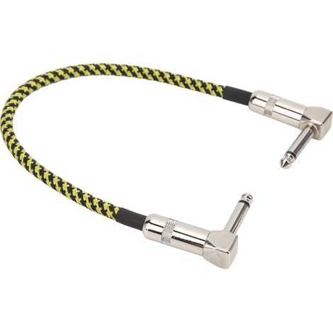 Câble d'instrument de 30 cm (11,8 po) en cuivre tressé avec blindage et réduction du bruit pour les performances en direct - Noir/Jaune (1/5)