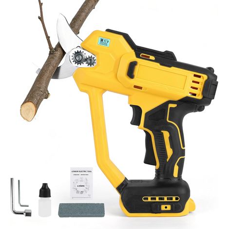 Sécateur Électrique Sans Fil, Compatible avec Dewalt 18V/21V, Sécateur a Batterie, Coupe Branche Électrique, Diamètre de Coupe Max. 30 mm, pour Jardinage, Branches, Haies (Sans Batterie)